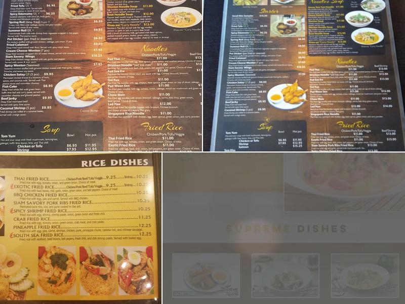 Siam Savory Thai Cuisine Menu
