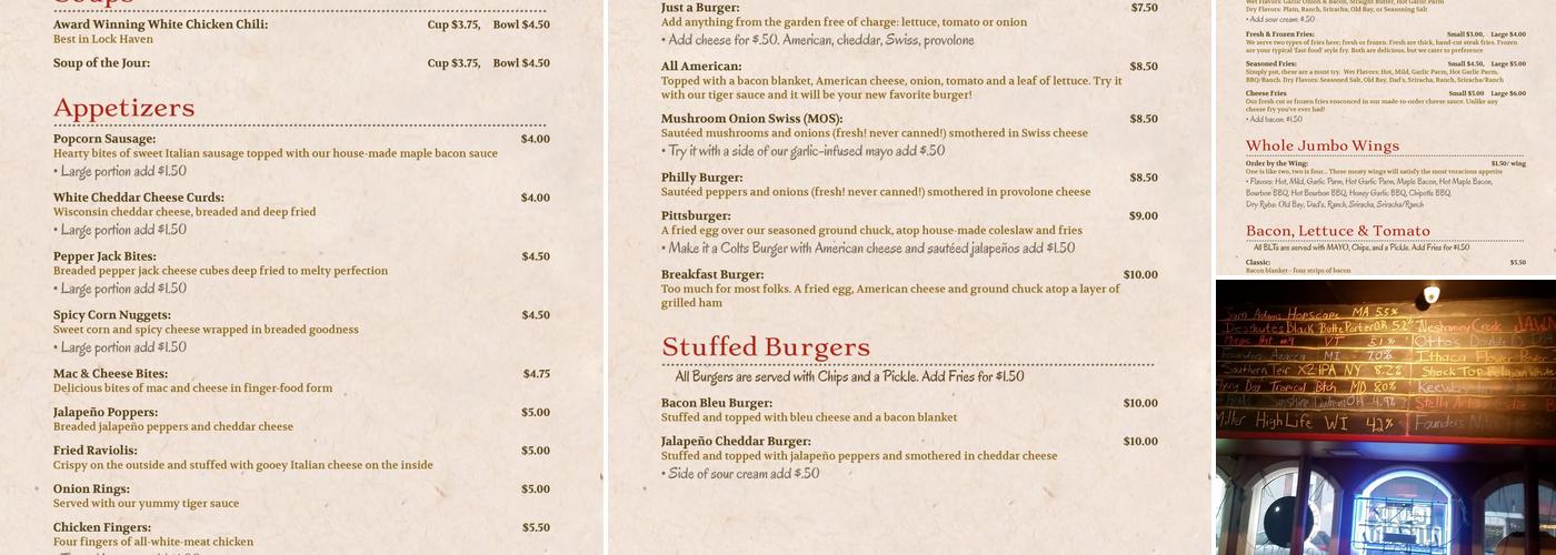 The Riverside Saloon Menu