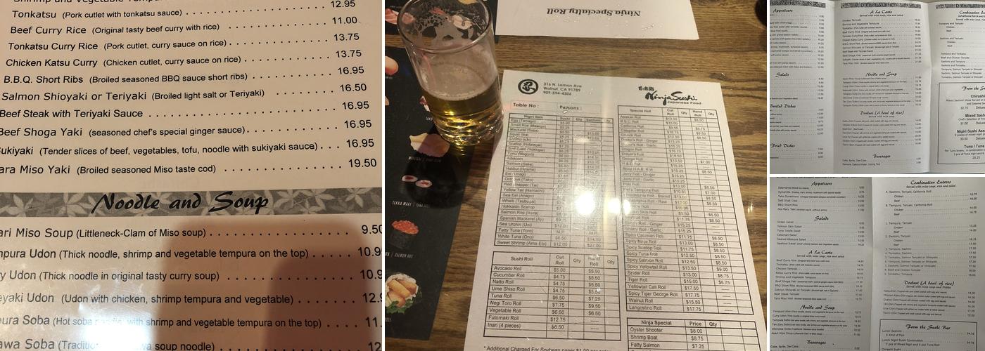 Ninja Sushi Menu