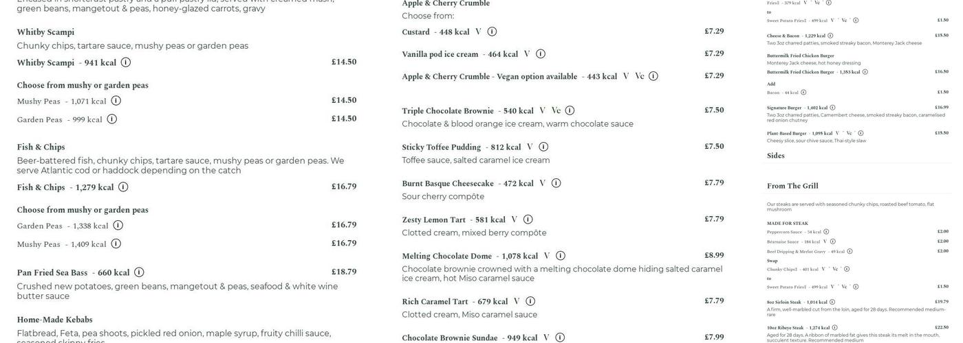 Bluebell Inn Menu