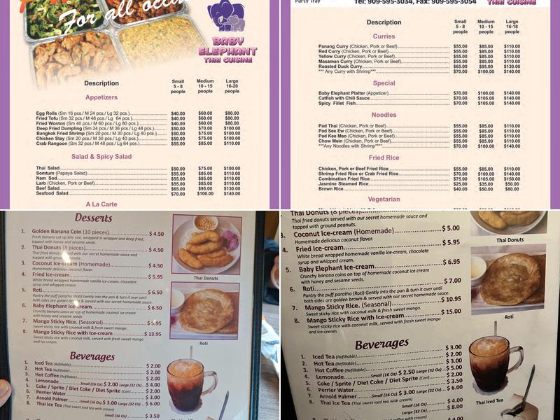 Baby Elephant Thai Cuisine Menu
