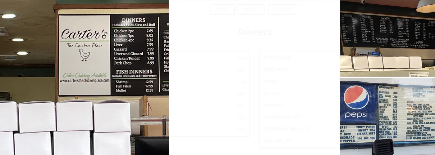 Carter's Fried Chicken Menu