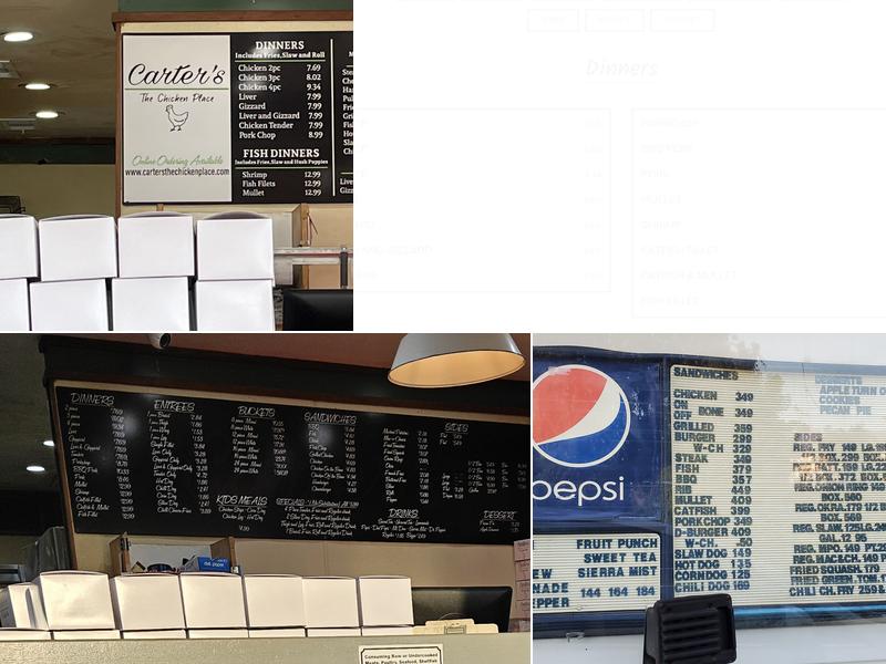 Carter's Fried Chicken Menu