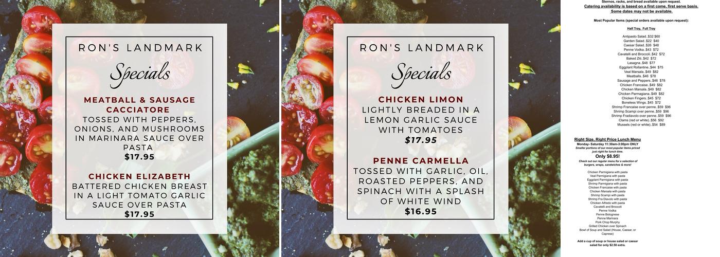 Ron's Landmark Menu