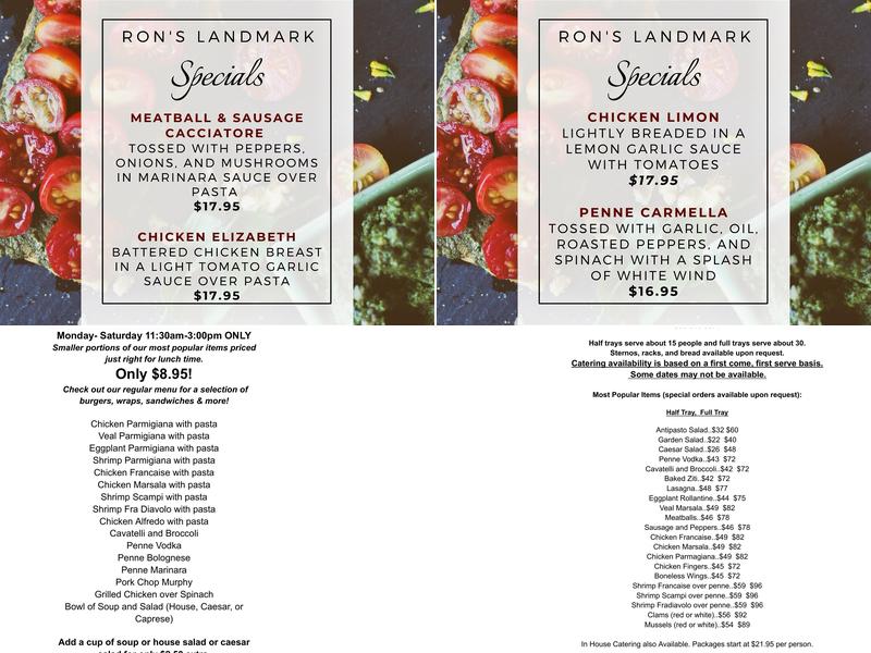 Ron's Landmark Menu