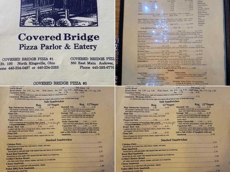 Covered Bridge Pizza Parlor Menu