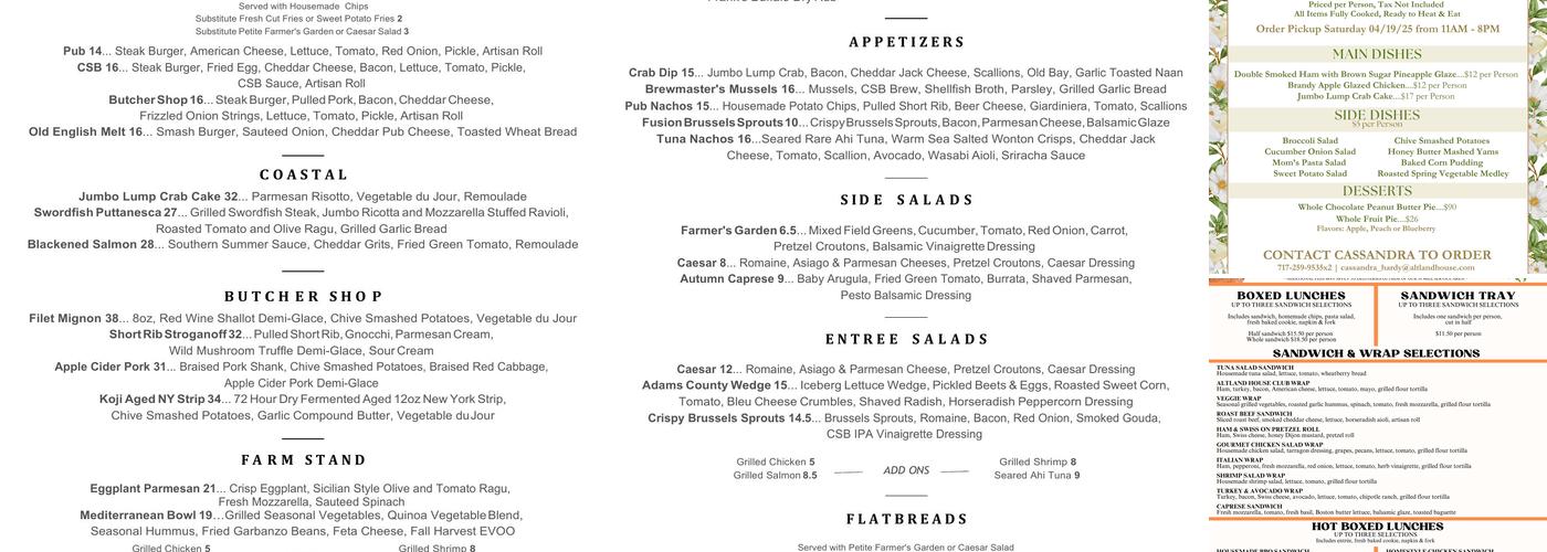 Underside Pub & Eatery Menu