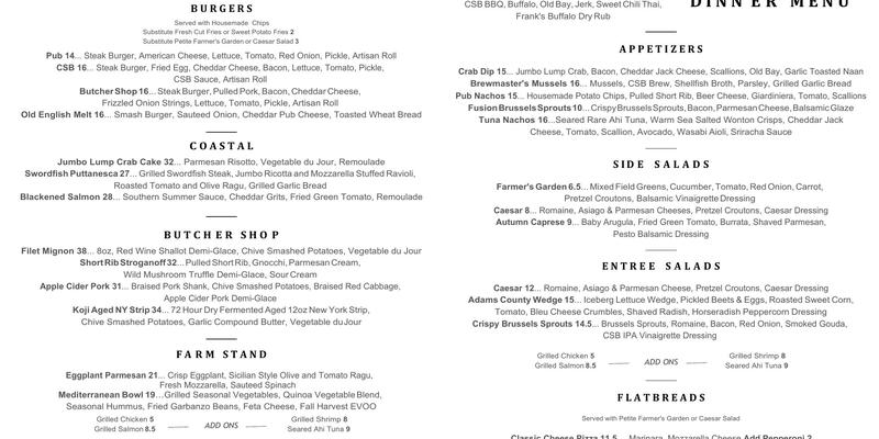 Underside Pub & Eatery Menu