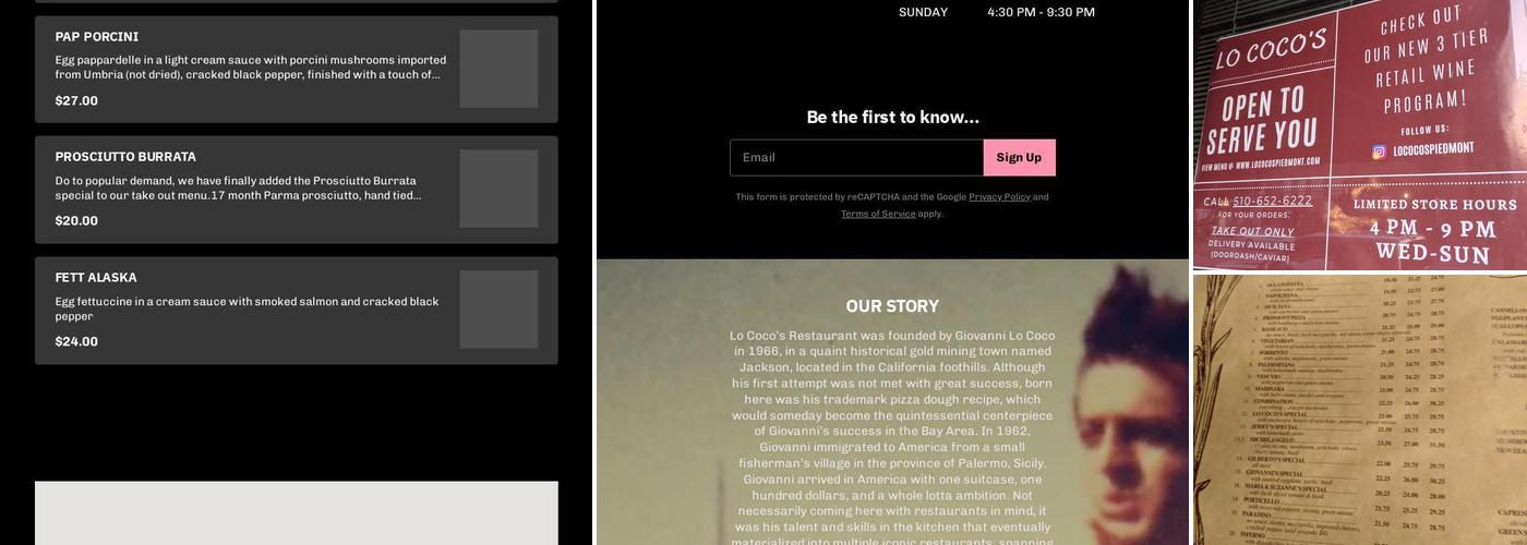 Lo Coco's Menu