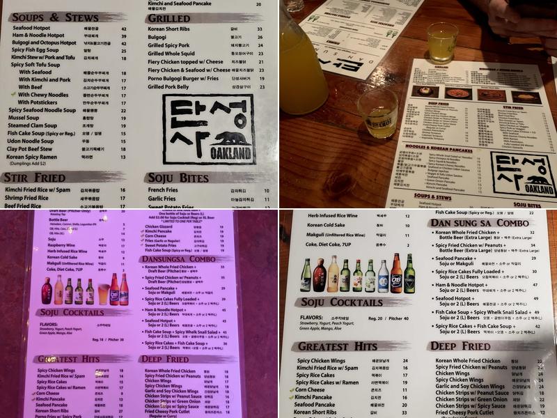 Dan Sung Sa Restaurant Menu