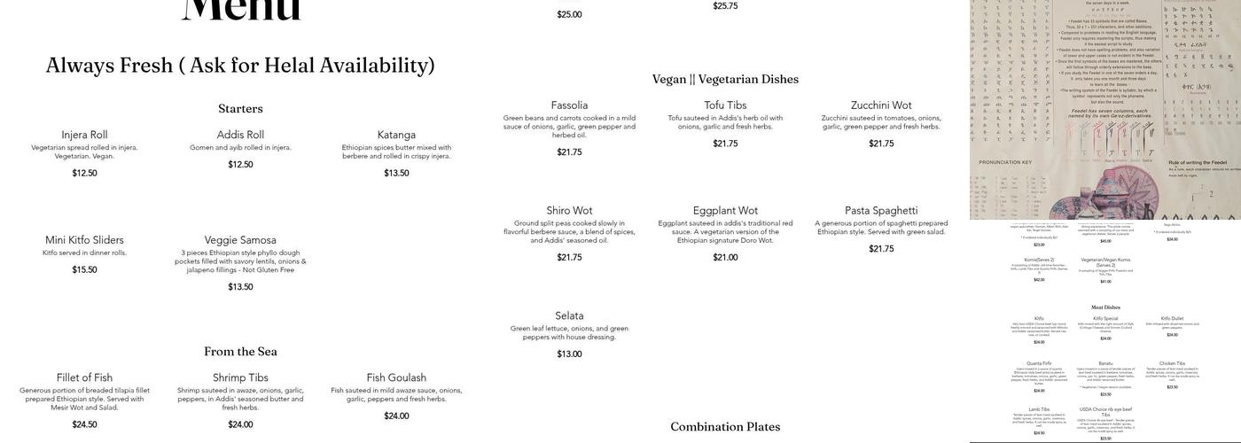 Addis Menu