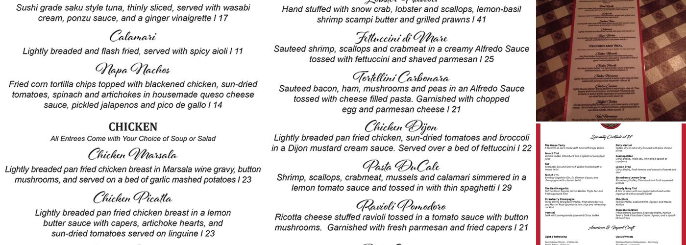 Joe's Original Italian & Martini Bar Menu