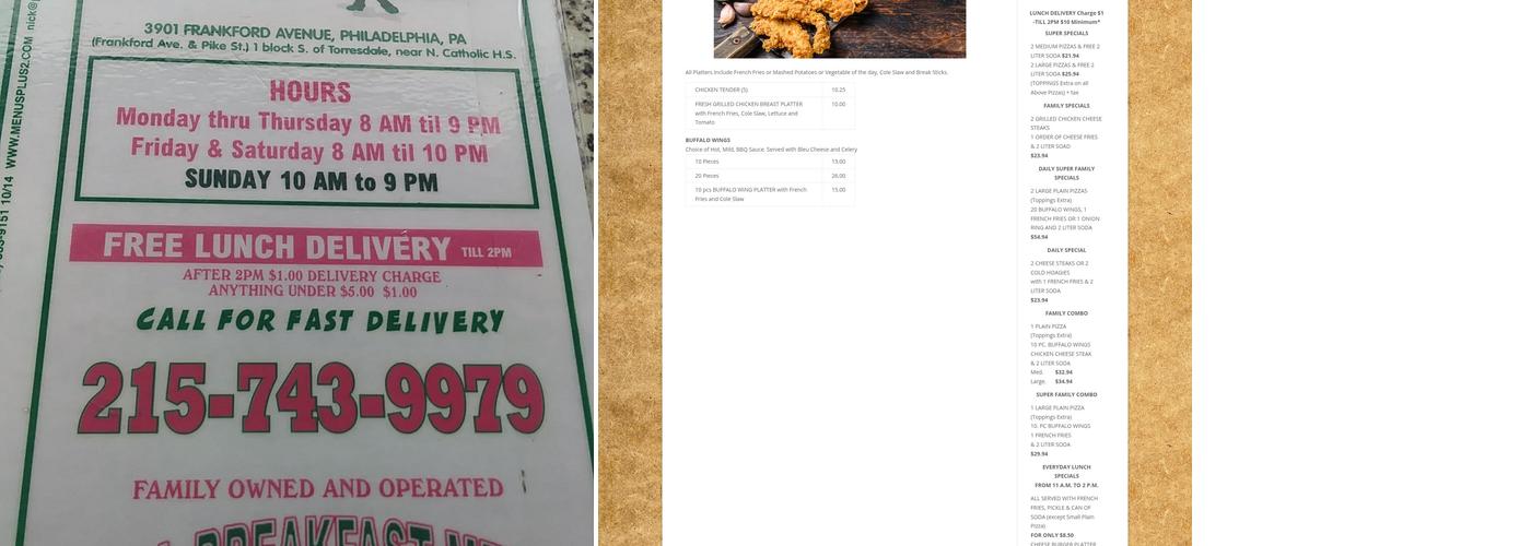 Angelo's Pizza House Menu