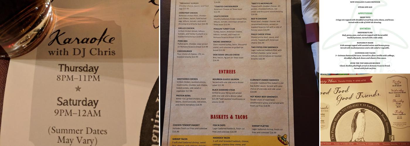 The Penguin Hotel Menu