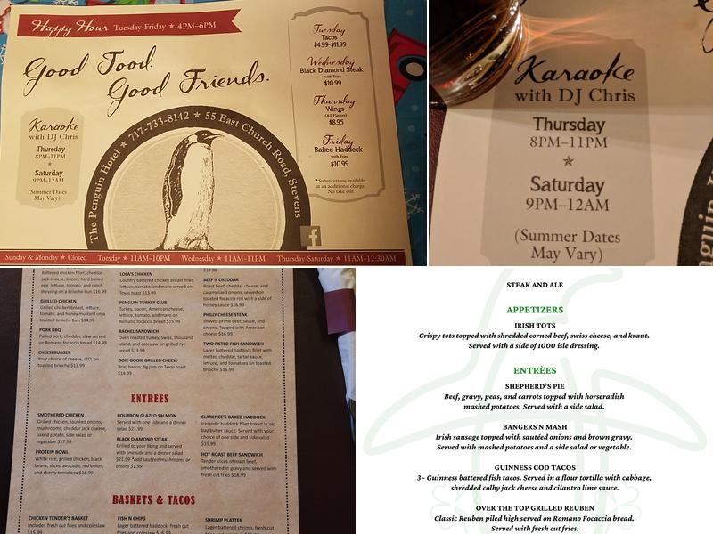 The Penguin Hotel Menu