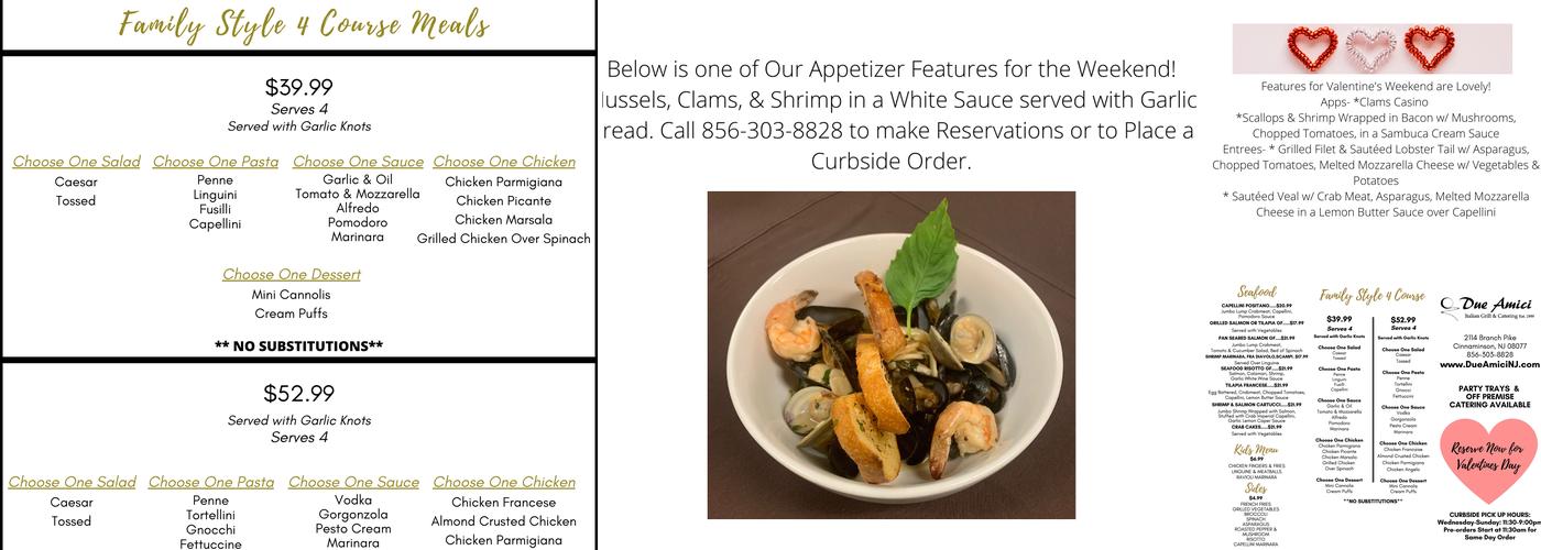 Due Amici Italian Grill Menu