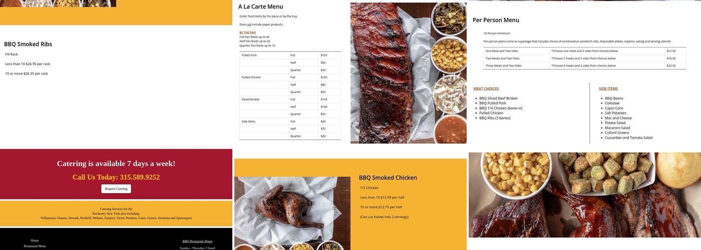 Bad To the Bone Barbecue Menu