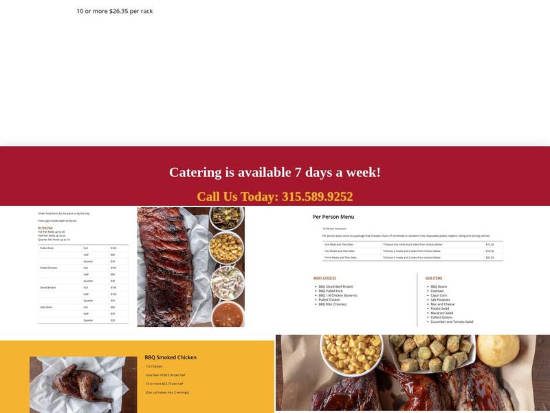 Bad To the Bone Barbecue Menu