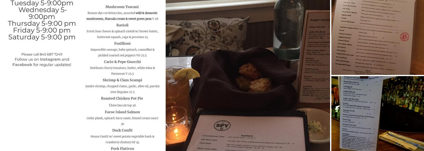 The Spy Social Eatery and Bar Menu