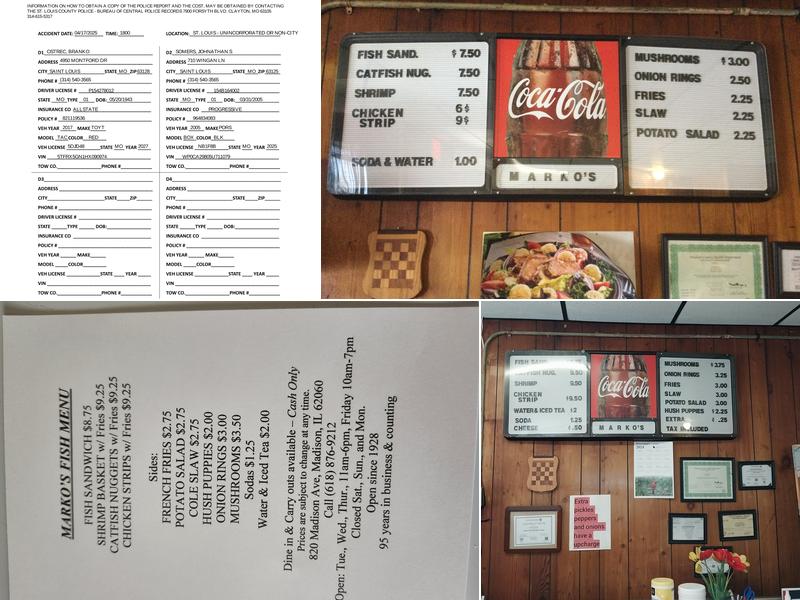 Marko's Fish Menu