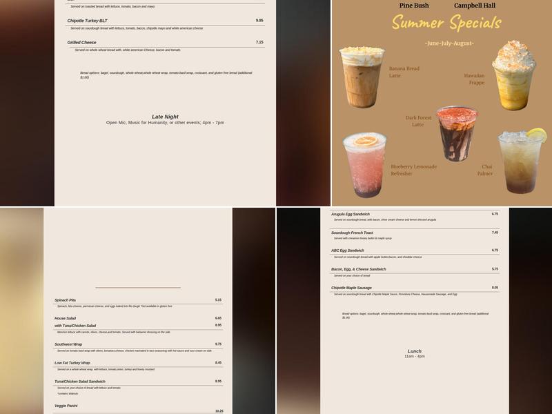 Noble Coffee Roasters Inc Menu