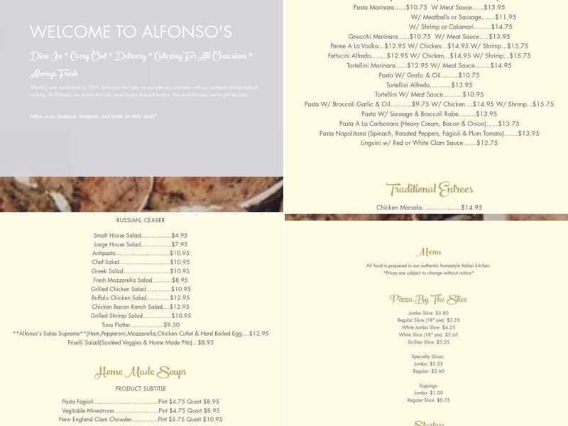 Alfonso's Menu