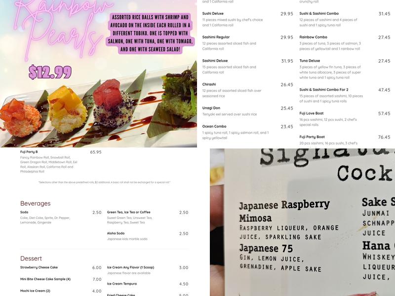 Fuji Japanese Steak House Menu