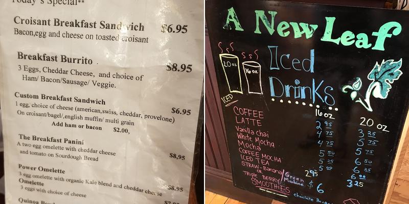 A New Leaf Menu