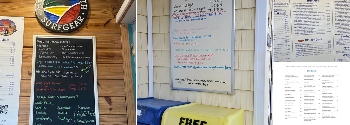 Woodies Drive-in Menu