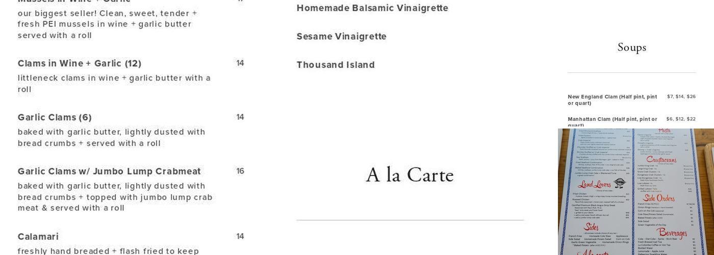 Ship Bottom Shellfish Menu