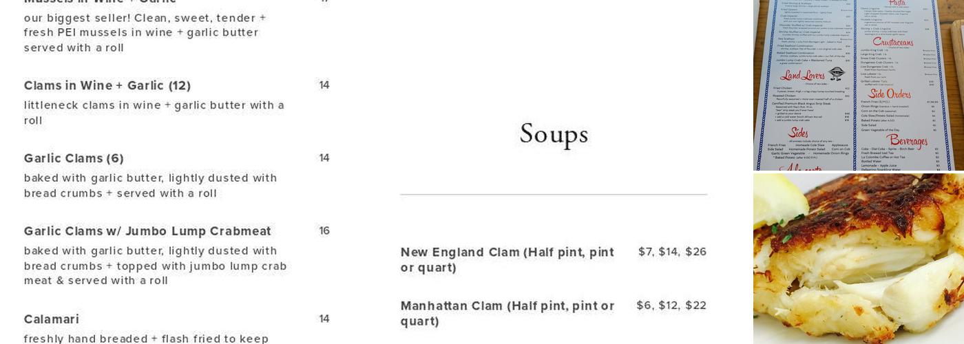 Ship Bottom Shellfish Menu