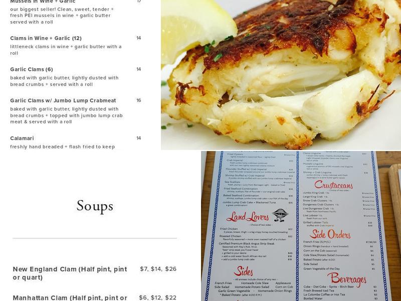 Ship Bottom Shellfish Menu