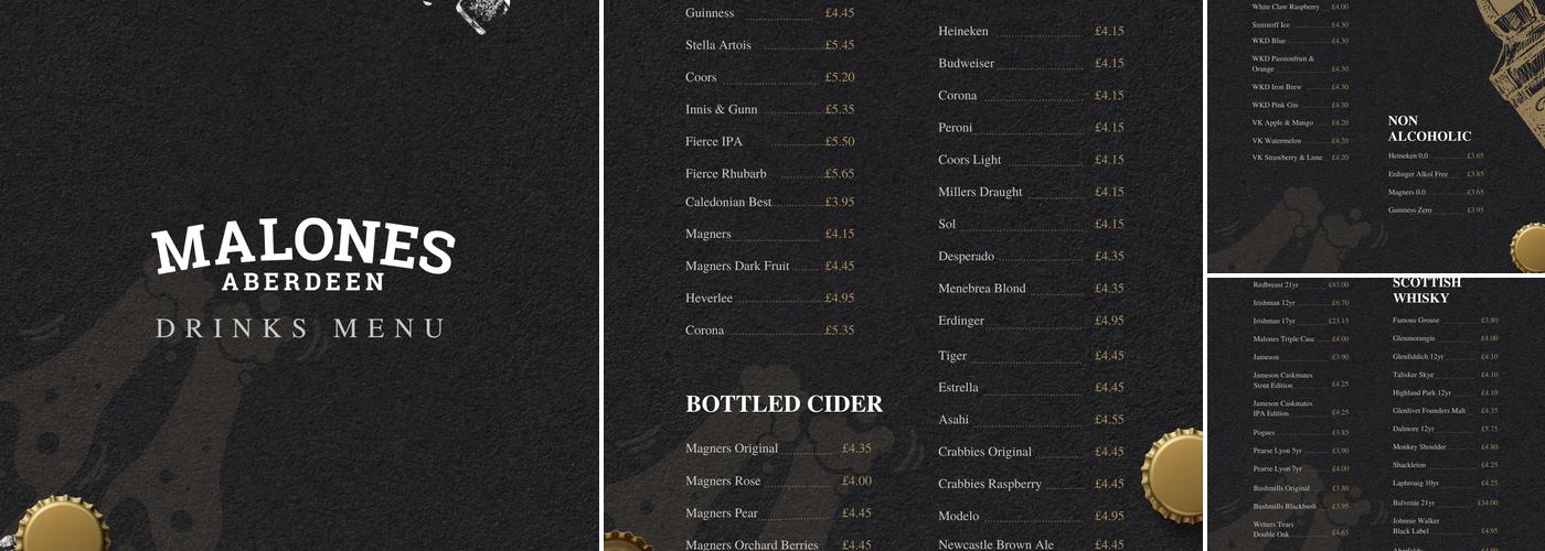 Malones Irish Bar Menu