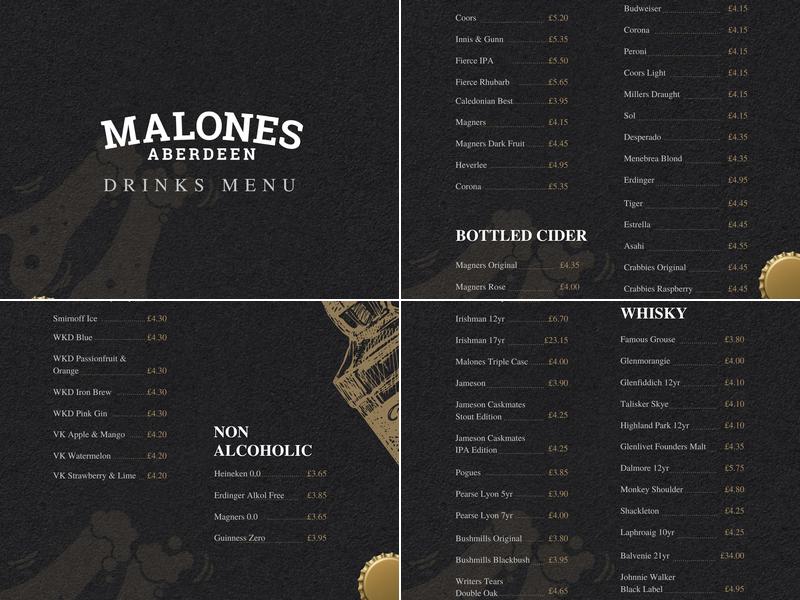 Malones Irish Bar Menu