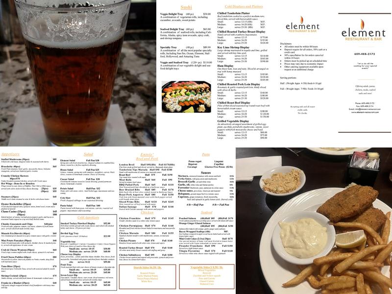 Element Restaurant & Bar Menu