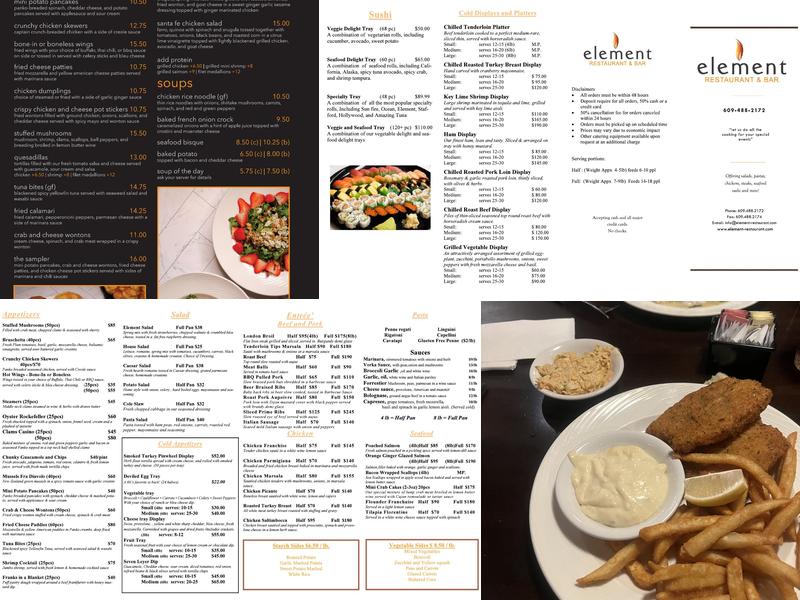 Element Restaurant & Bar Menu