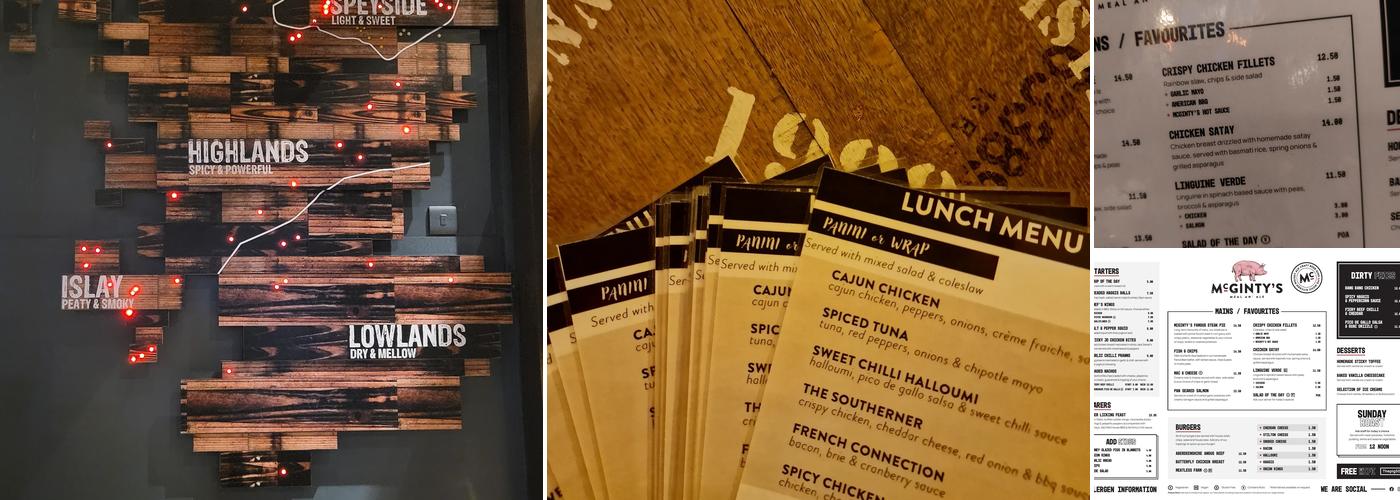 McGinty's Meal an' Ale Menu