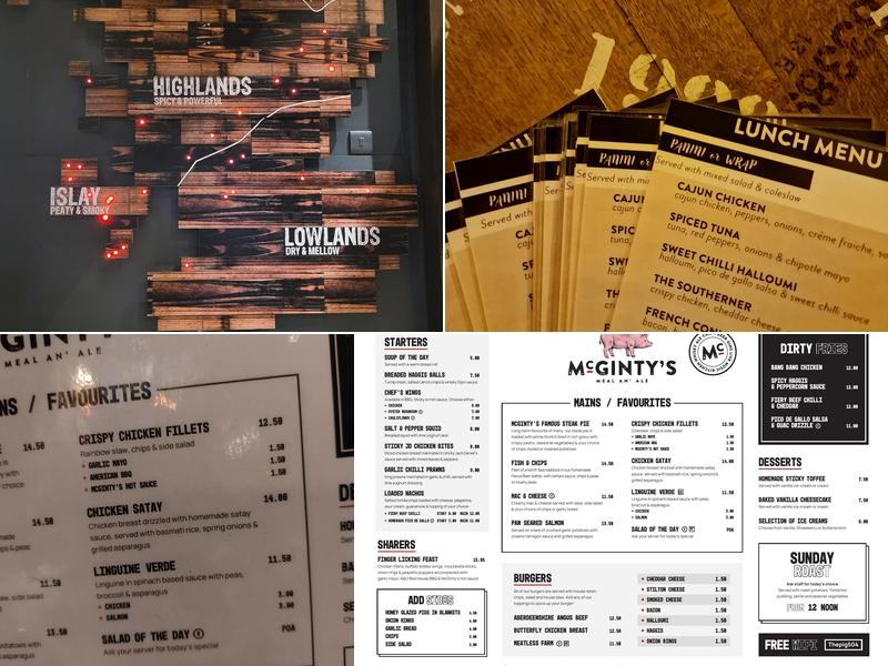 McGinty's Meal an' Ale Menu