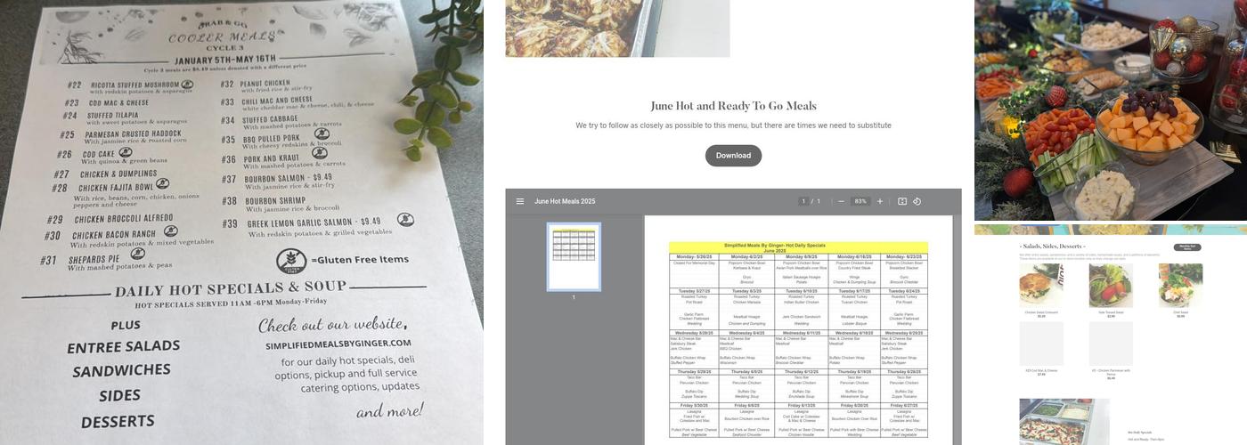 Simplified Meals by Ginger Menu
