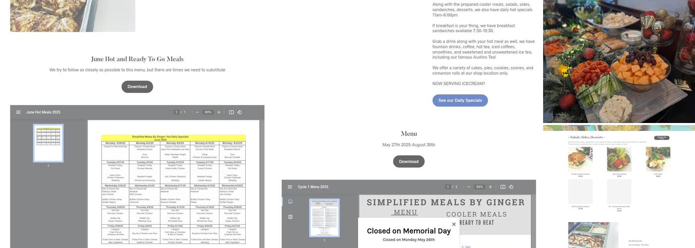 Simplified Meals by Ginger Menu