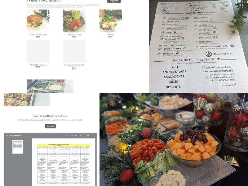 Simplified Meals by Ginger Menu