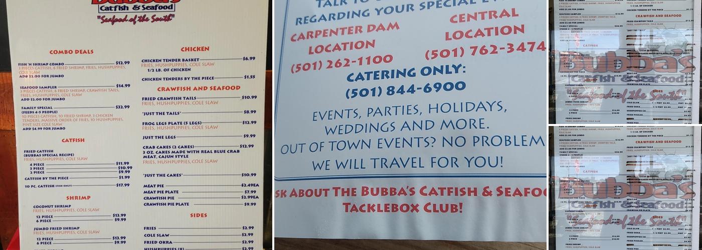 Bubba's Catfish-2-Go Menu