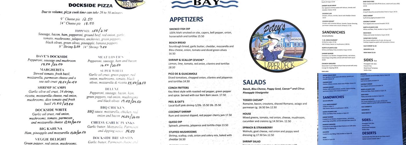Matanzas on the Bay Menu
