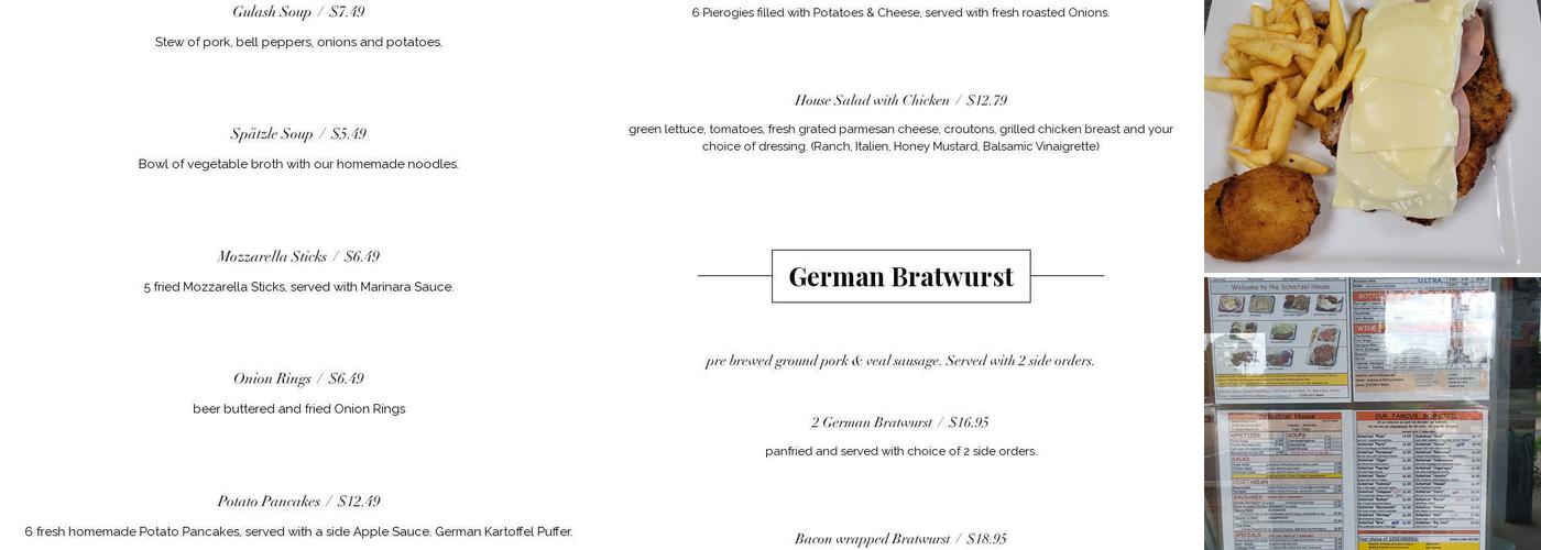 Schnitzel House Menu