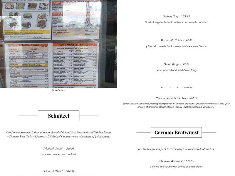 Schnitzel House Menu