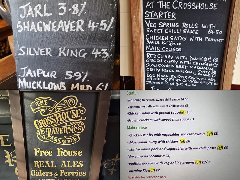 The Cross House Tavern Menu