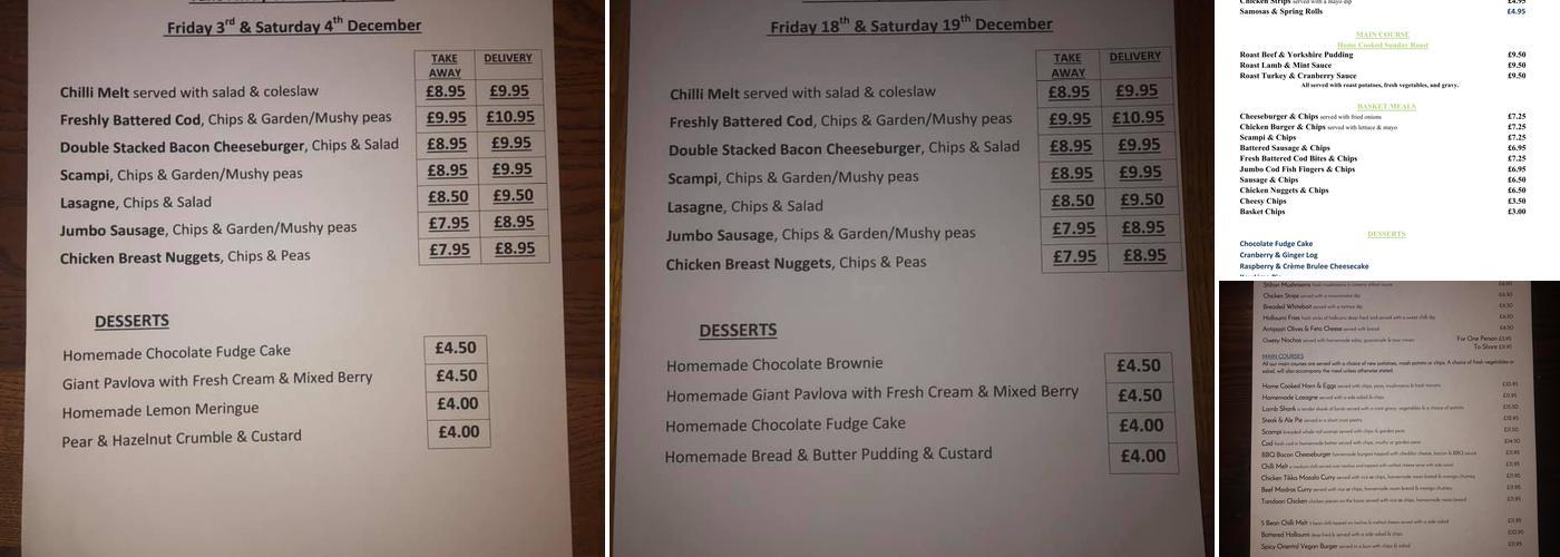 The Yew Tree Inn Menu
