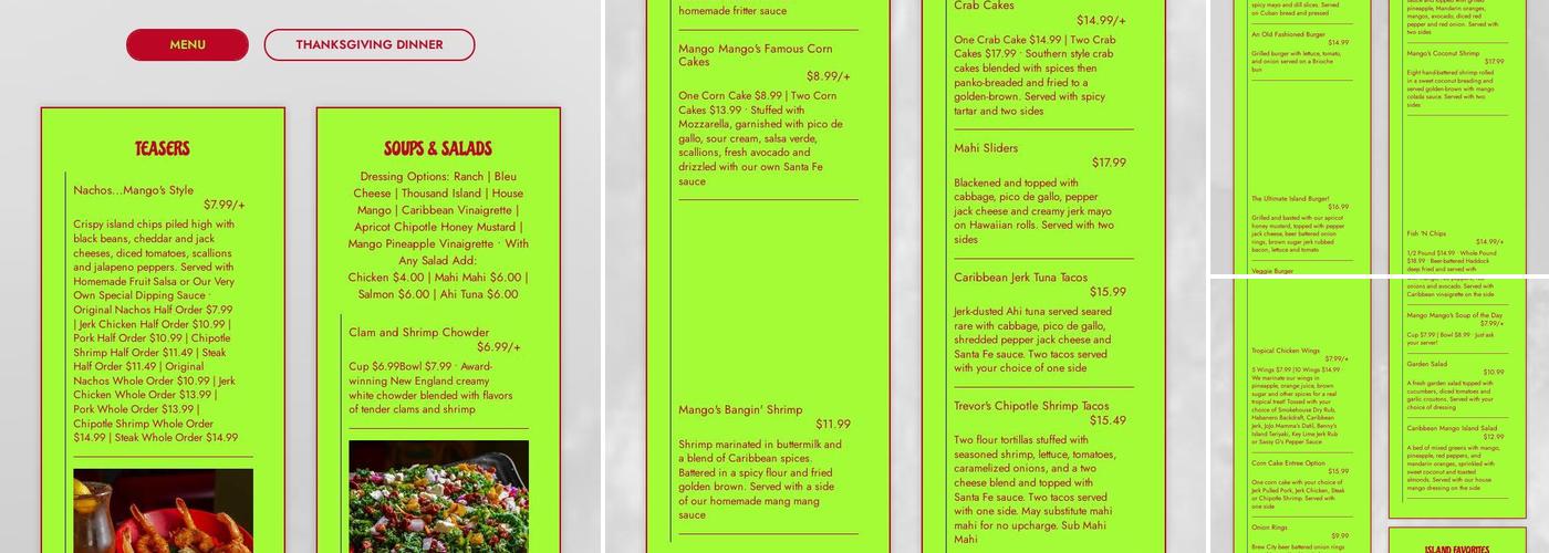 Mango Mango's Menu