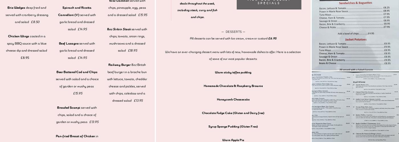 The Railway Inn Ripple Menu