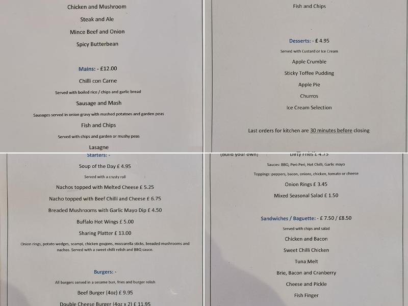 The Anchor Inn Menu